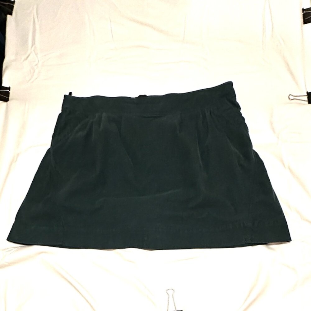 Classic Preppy Bluish Green Corduroy Garnet Hill A Line Mini Skirt w Pockets 18